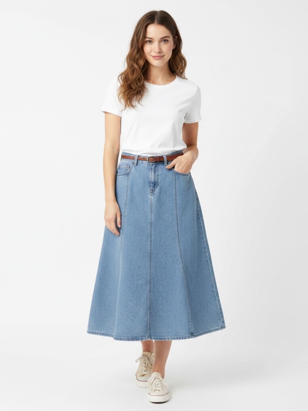 Levi's Women’s Size 28 Midi Rise Fit Flare Denim Skirt Light Blue